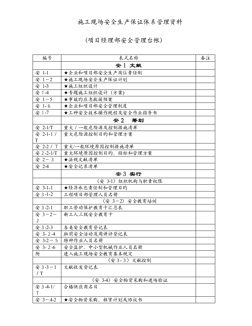 2023年表式全套空白