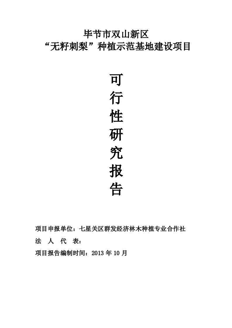 毕节双山新区无籽刺梨种植示范基地建设项目可行性研究报告