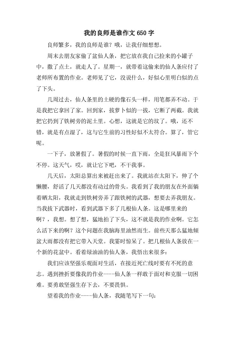 我的良师是谁作文650字