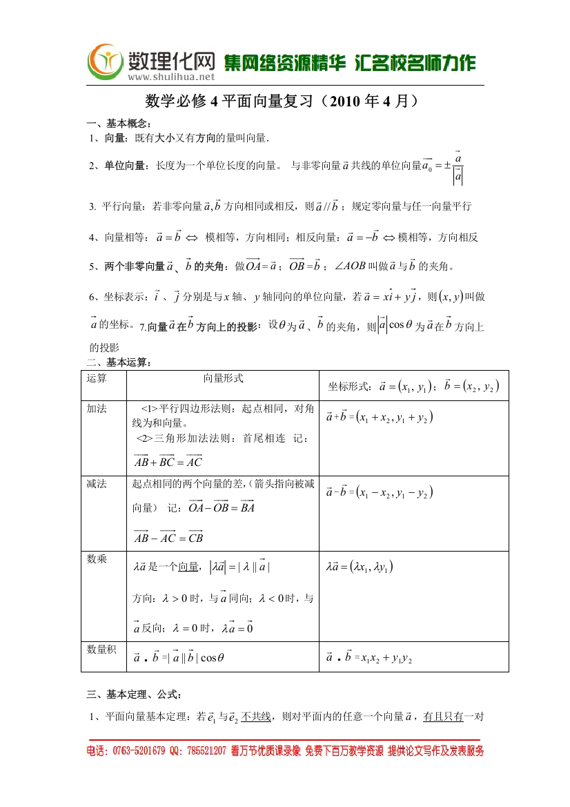 向量复习讲义