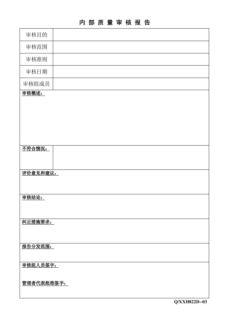 《某集团(物业和现代服务业)质量纪录表单》(55个文件)《内部质量审核报告》-质量制度表格