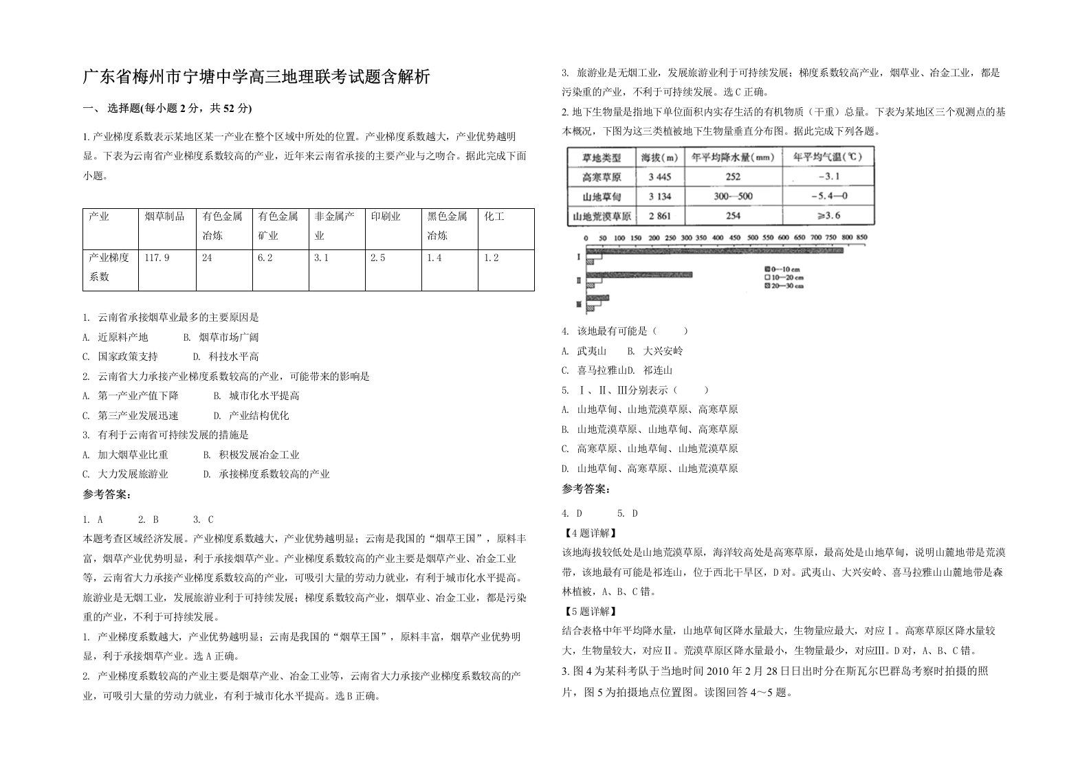 广东省梅州市宁塘中学高三地理联考试题含解析