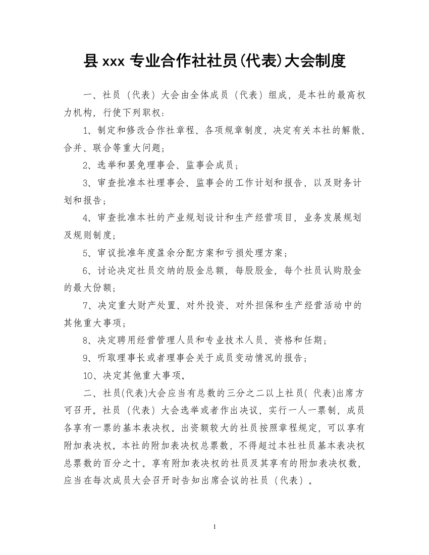 专业合作社管理制度全套