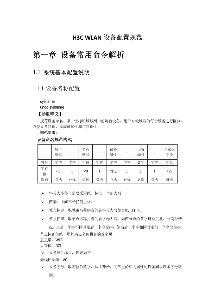 H3CWLAN设备配置规范v0