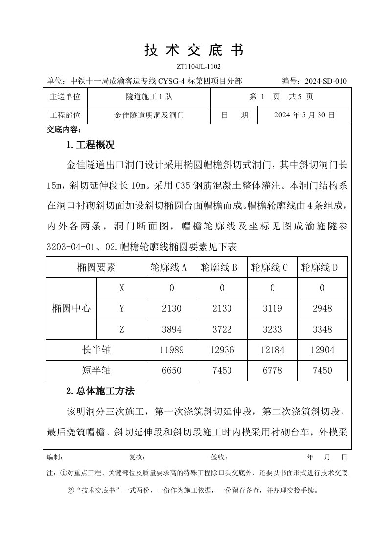 隧道出口明洞及洞门技术交底