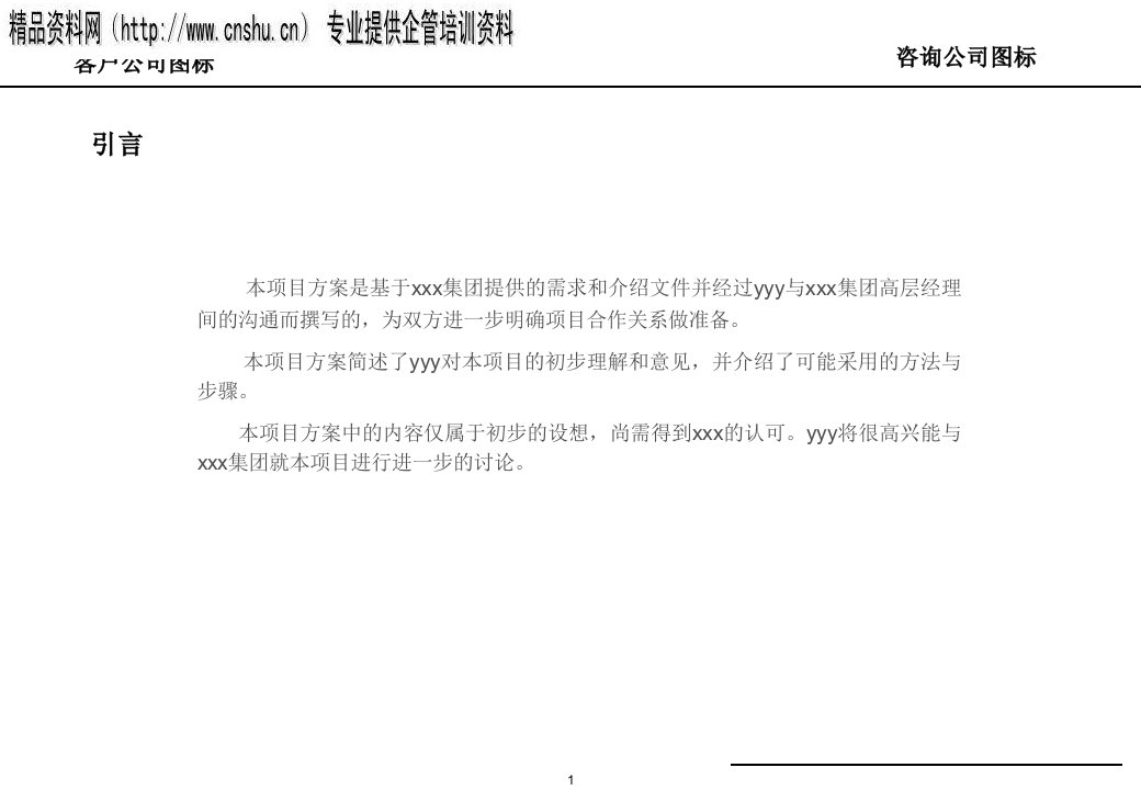 某咨询公司项目建议书