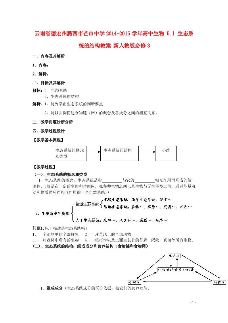 云南省德宏州潞西市芒市中学高中生物