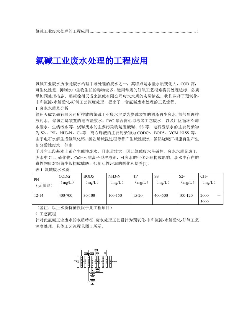 氯碱化工污水处理方案