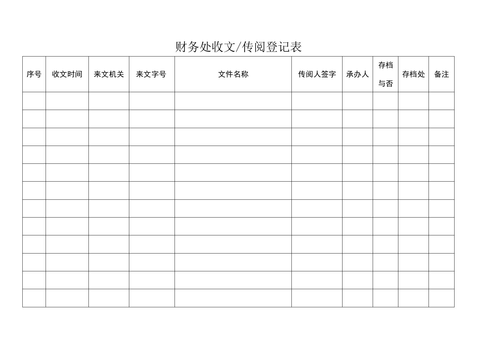 财务处收文传阅登记表-附件模板.doc