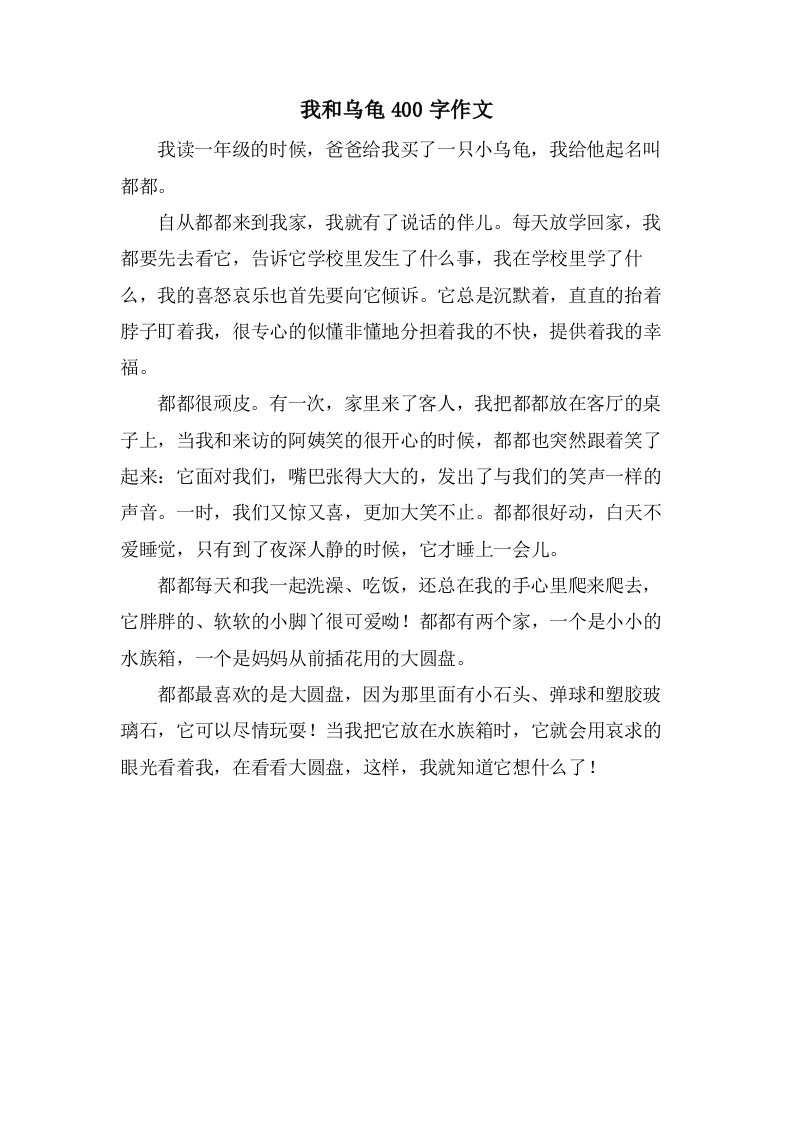 我和乌龟400字作文