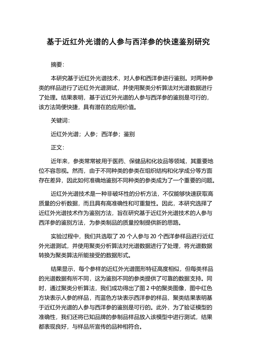 基于近红外光谱的人参与西洋参的快速鉴别研究