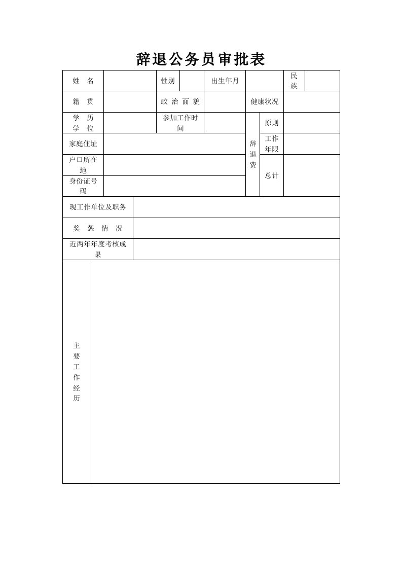 辞退公务员审批表