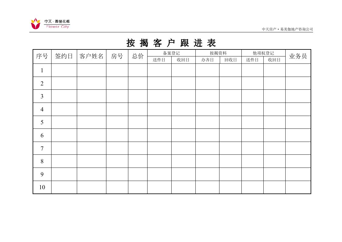 按揭客户跟进表