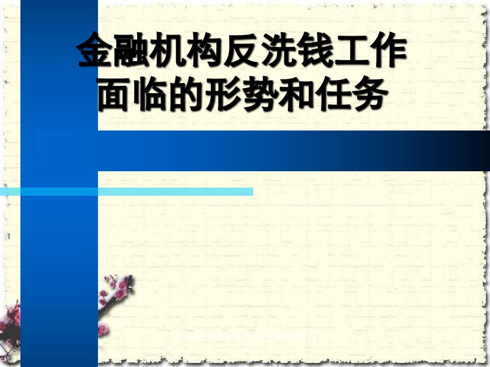 金融机构反洗钱工作面临形势和任务