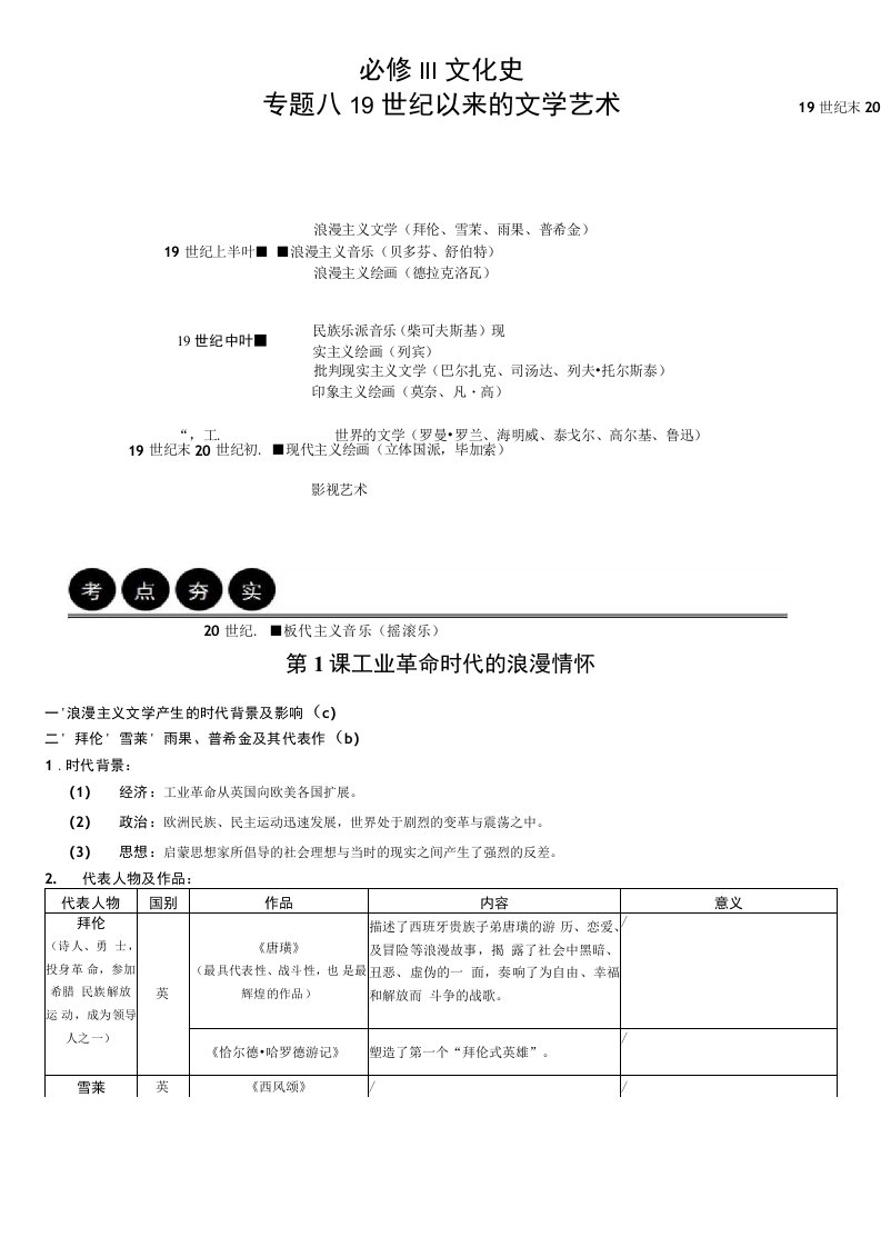 高三历史学科一轮复习导学案必修3专题8