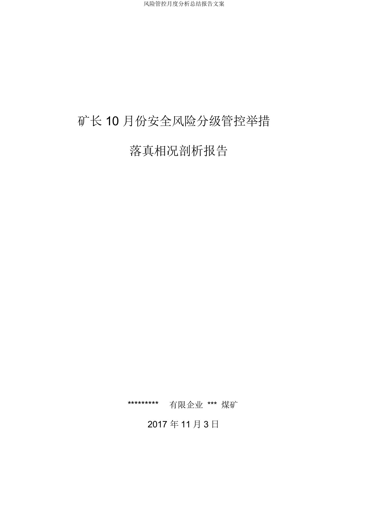 风险管控月度解析总结报告文案