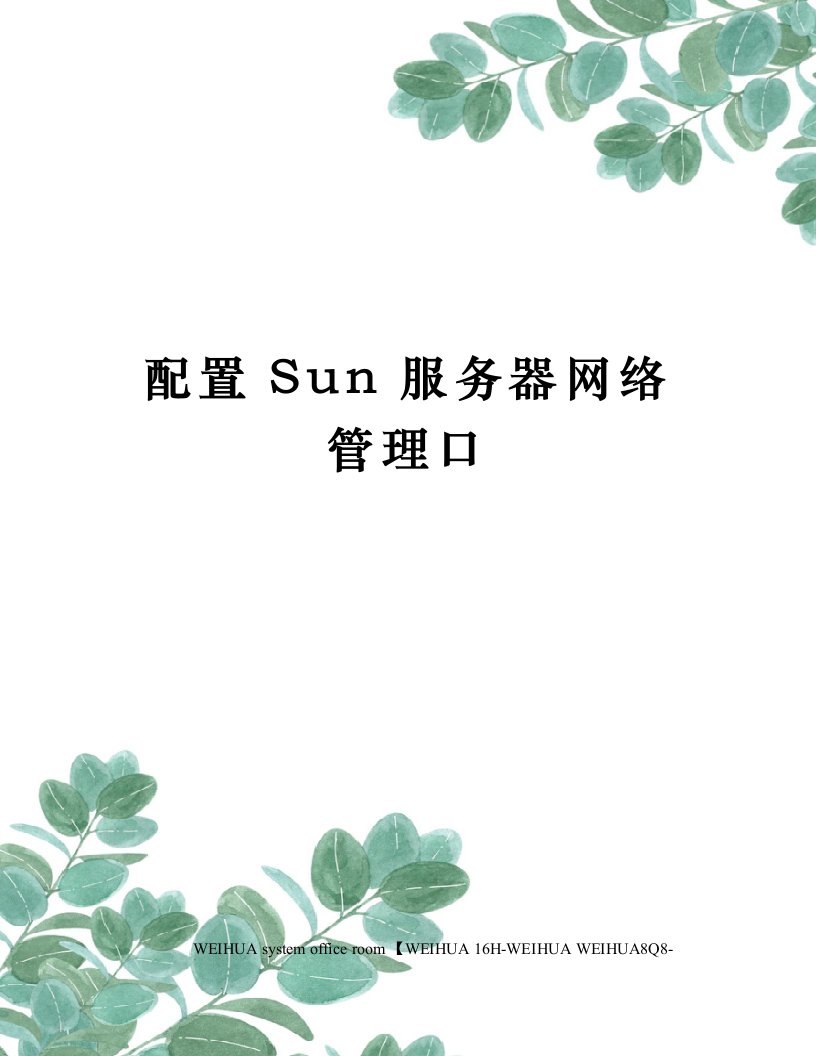 配置Sun服务器网络管理口修订稿