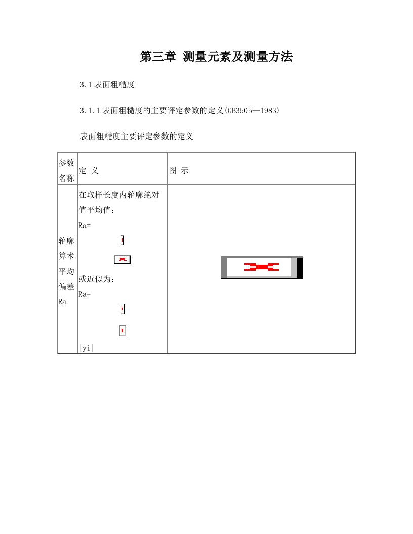 表面粗糙度的评定定义