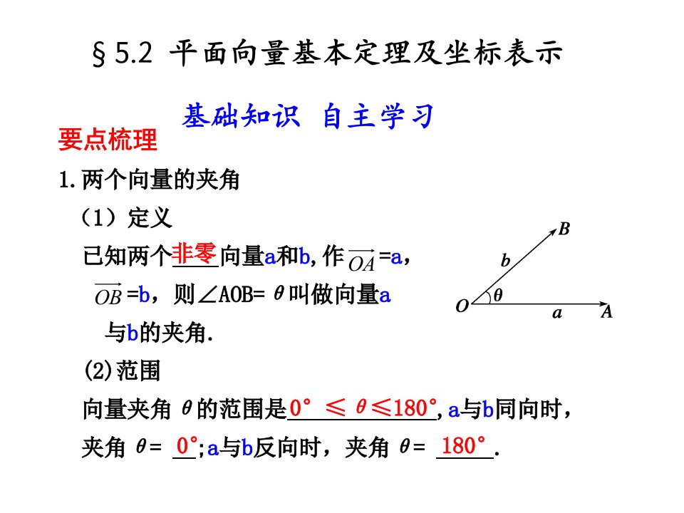 平面向量基本定理及坐标表