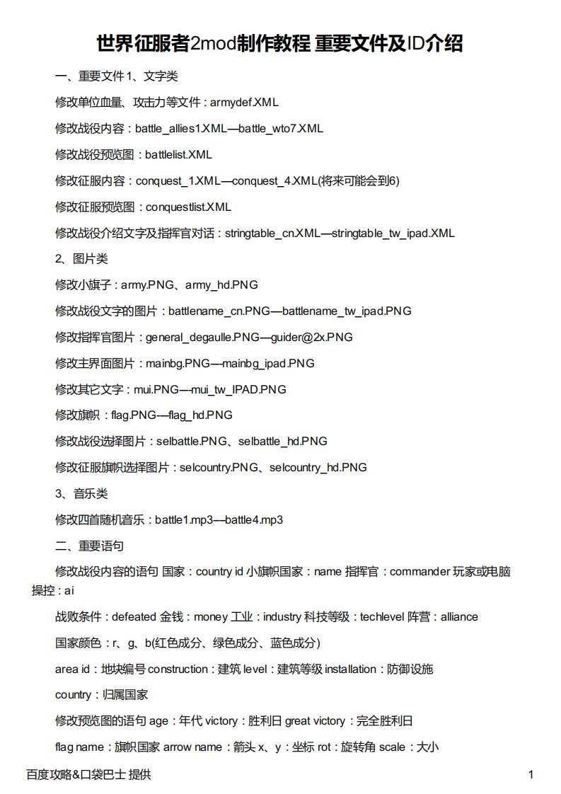 世界征服者2mod制作教程-重要文件及ID介绍