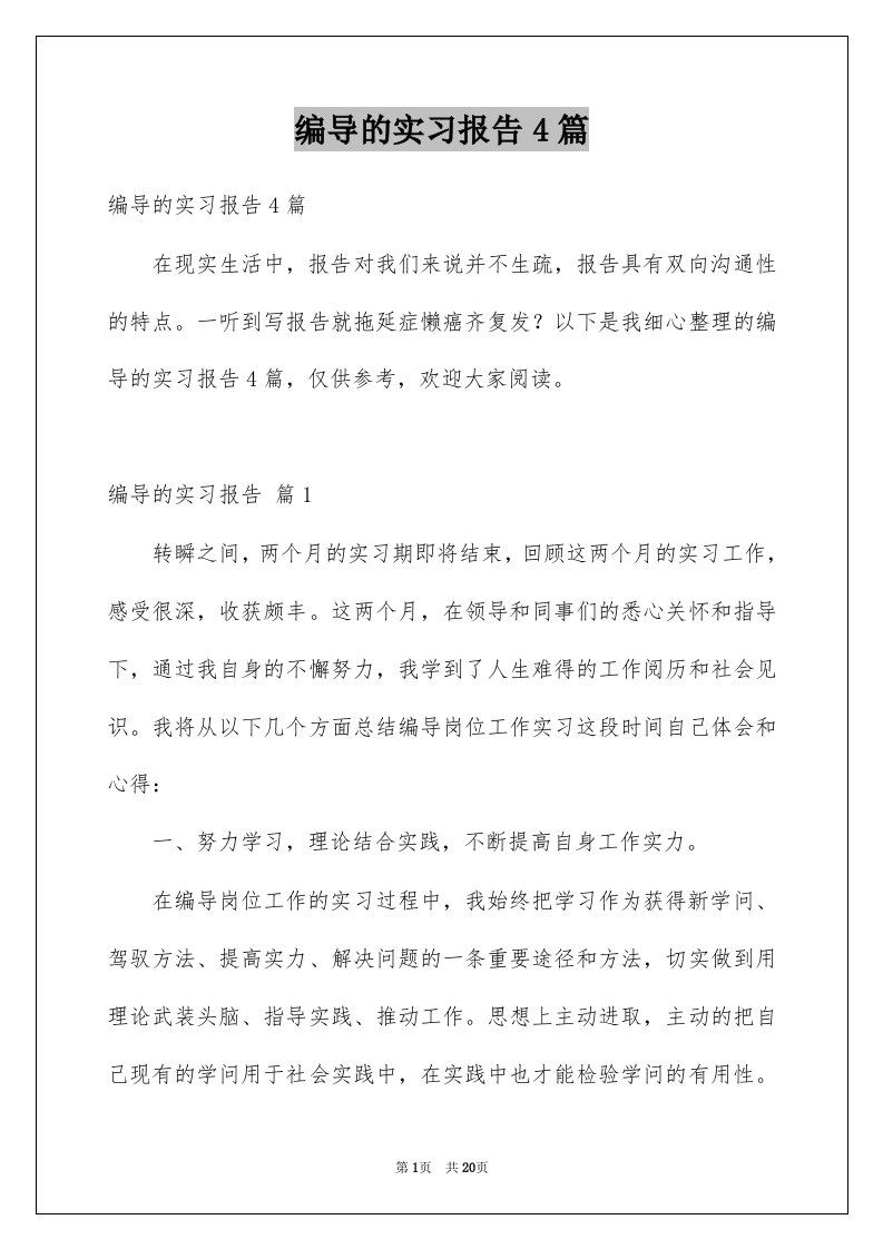 编导的实习报告4篇