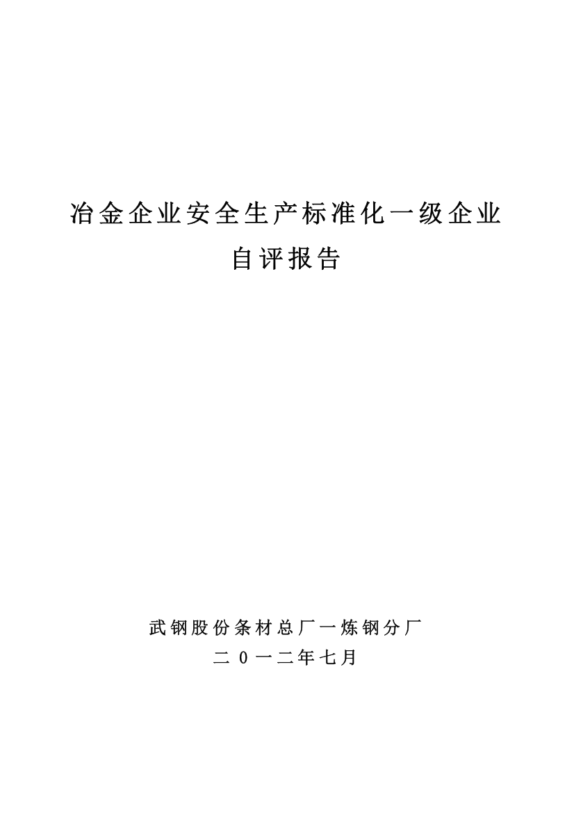 (上报版初稿)条材总厂一炼钢分厂冶金企业安全生产标准