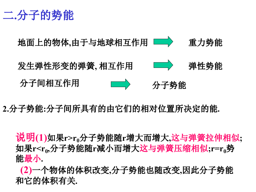 高一物理分子的动能势能和内能