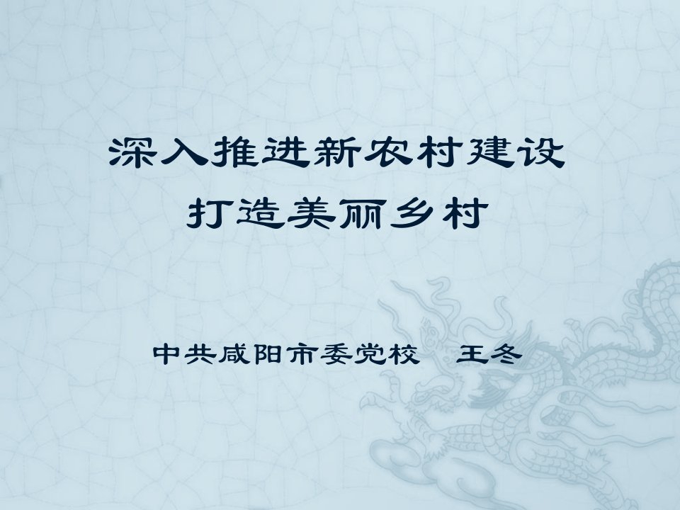 深入推进新农村建设