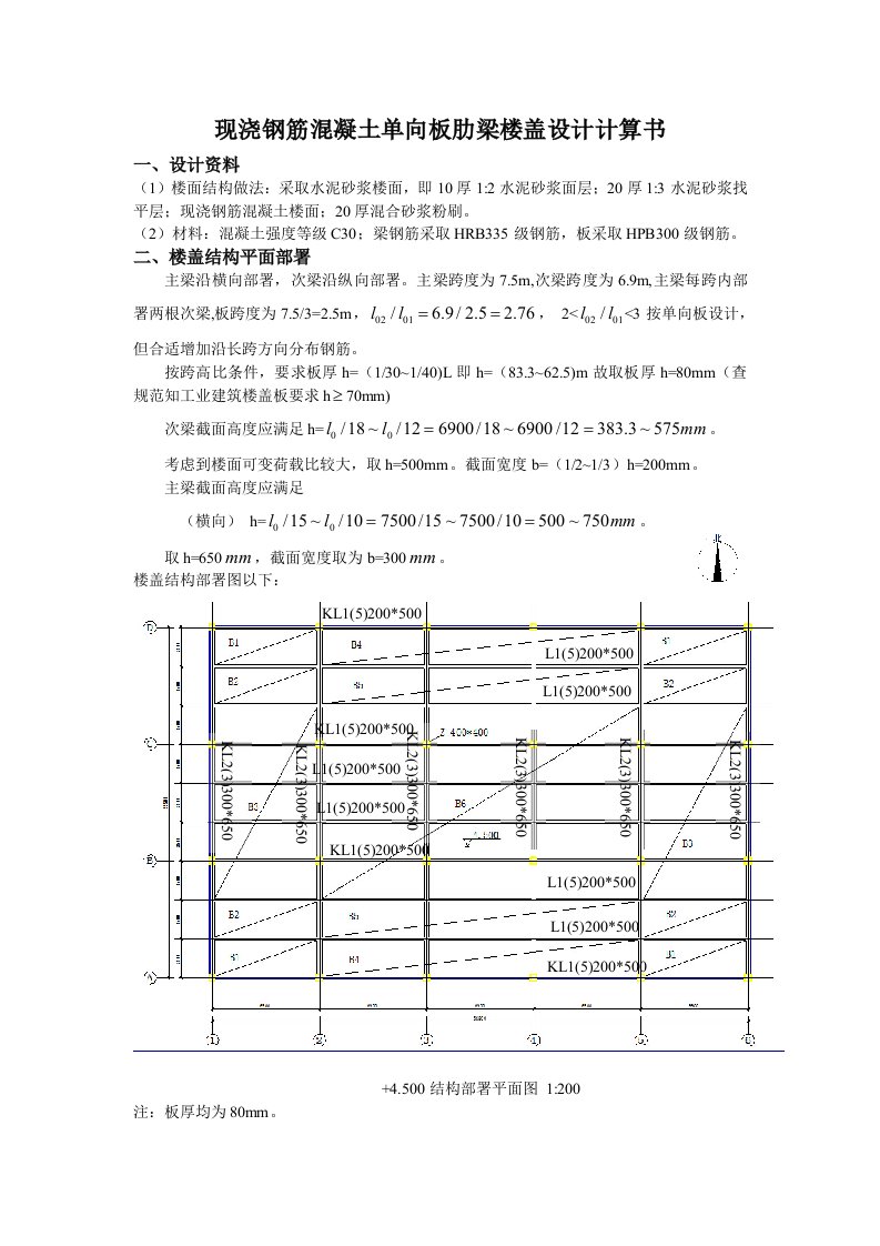 2021年混凝土专业优秀课程设计单向板设计完整