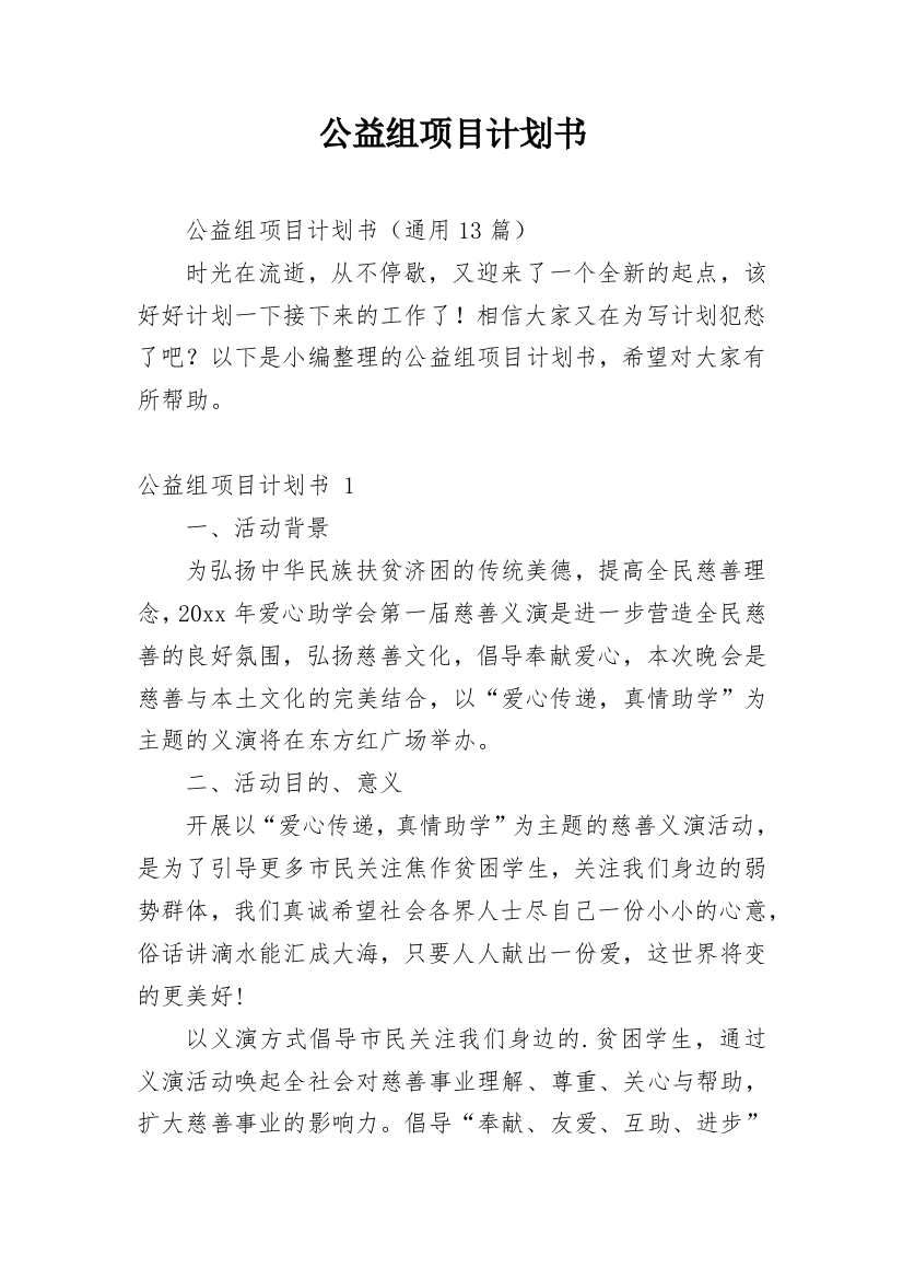 公益组项目计划书