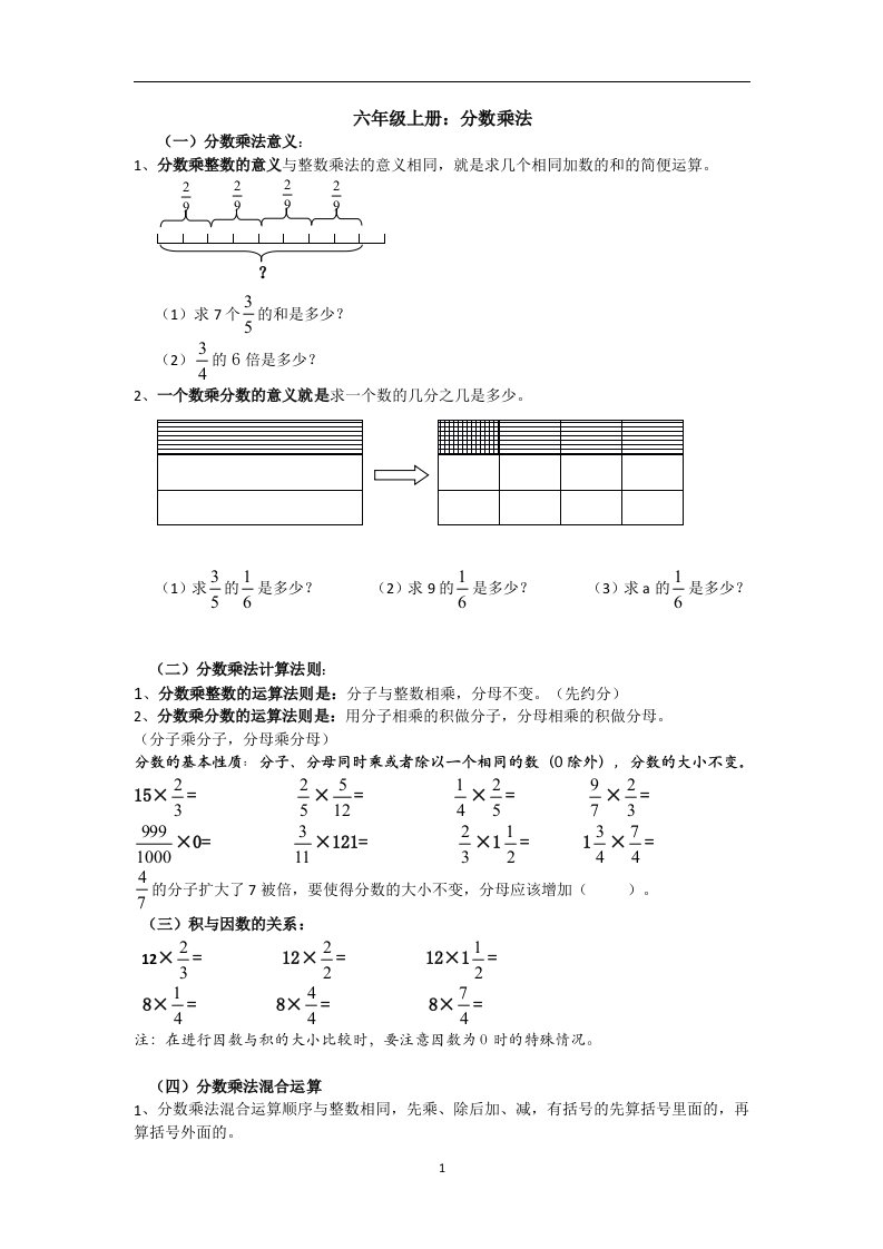 六上分数乘法