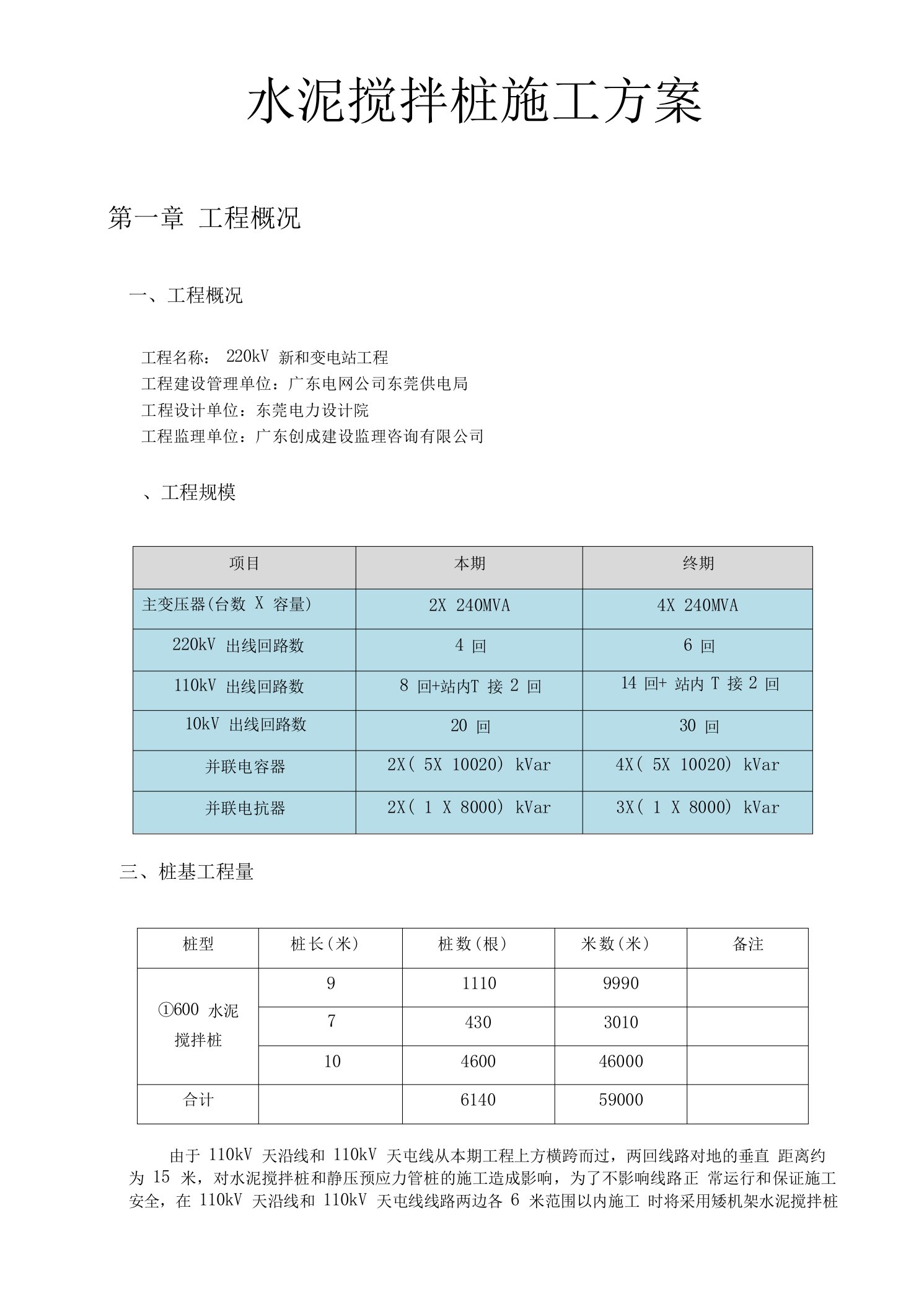 水泥搅拌桩工程施工设计方案