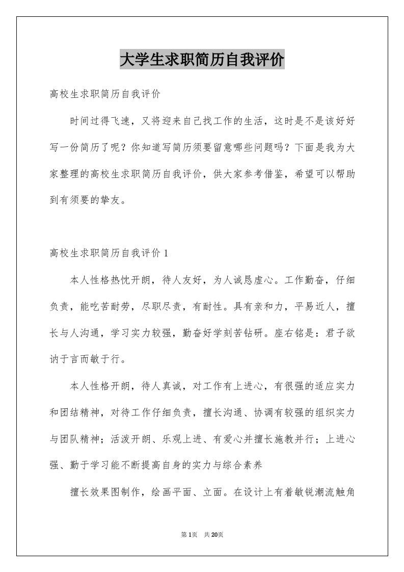 大学生求职简历自我评价例文3