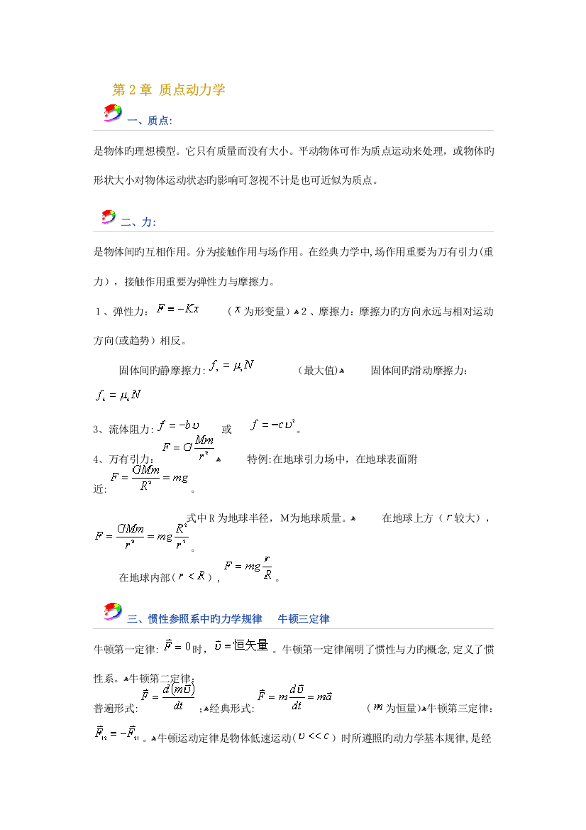 2023年大学物理知识点整理