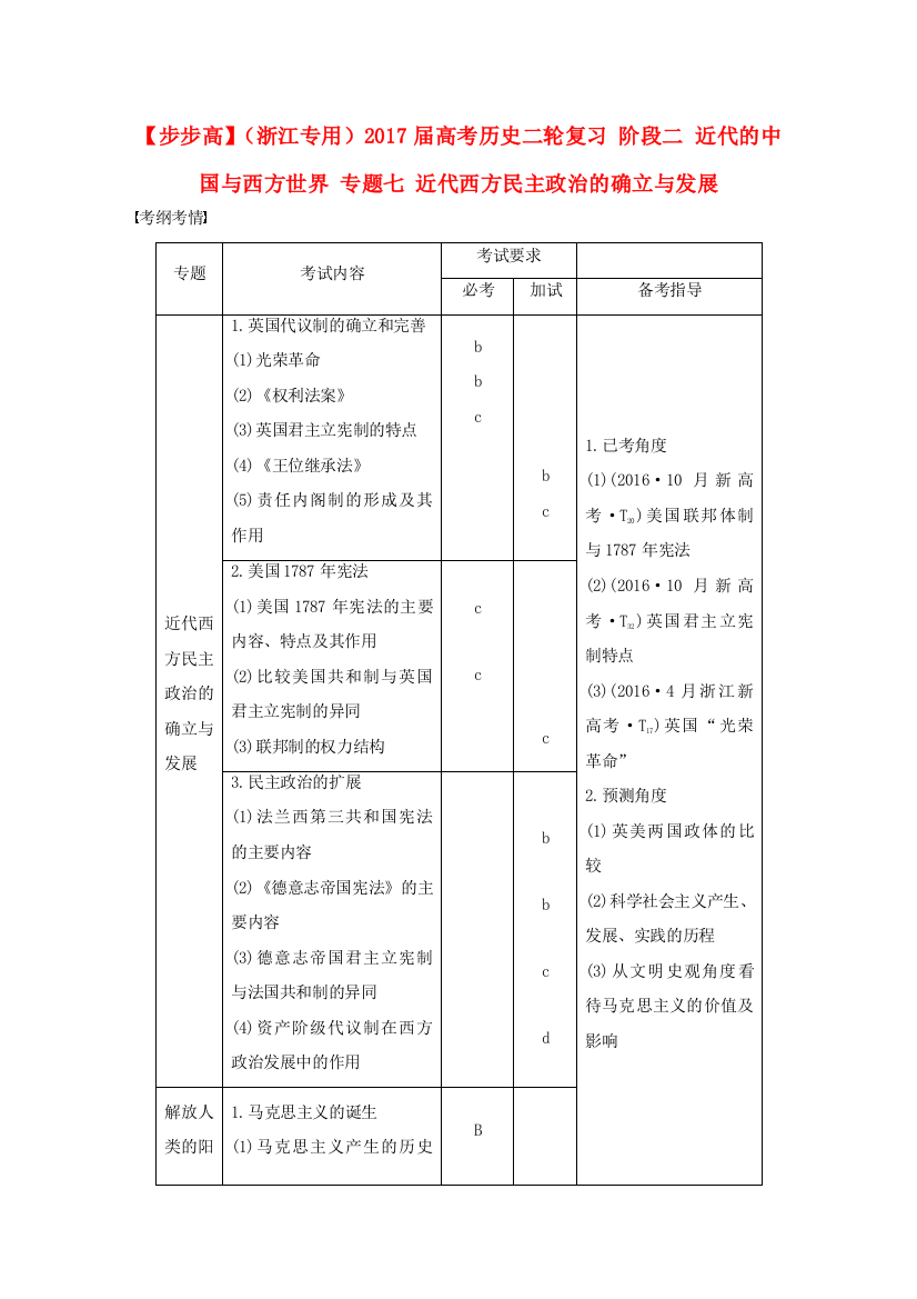 （浙江专用）高考历史二轮复习