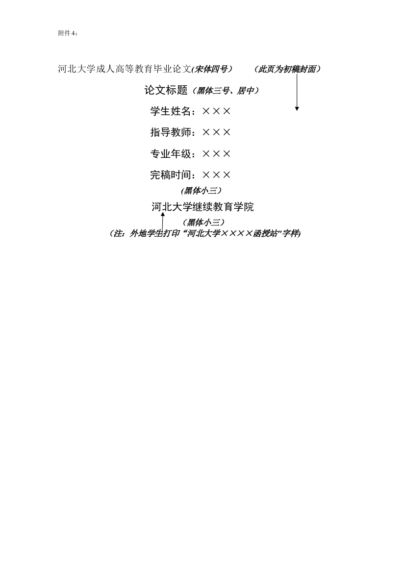 河北大学继续教育学院本科学生毕业论文设计格式模板