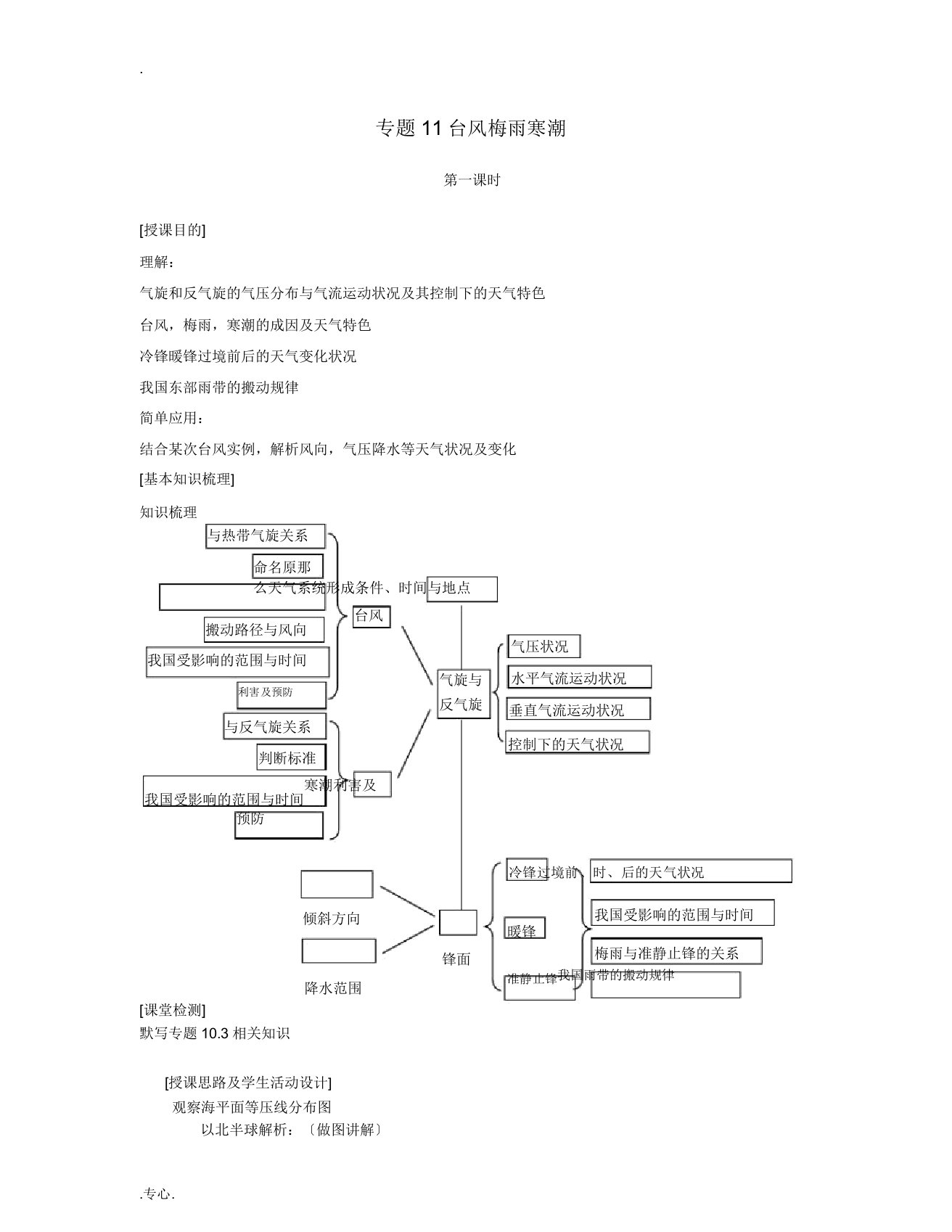 上海市上海理工大学附属中学高一地理专题11台风梅雨寒潮复习教案