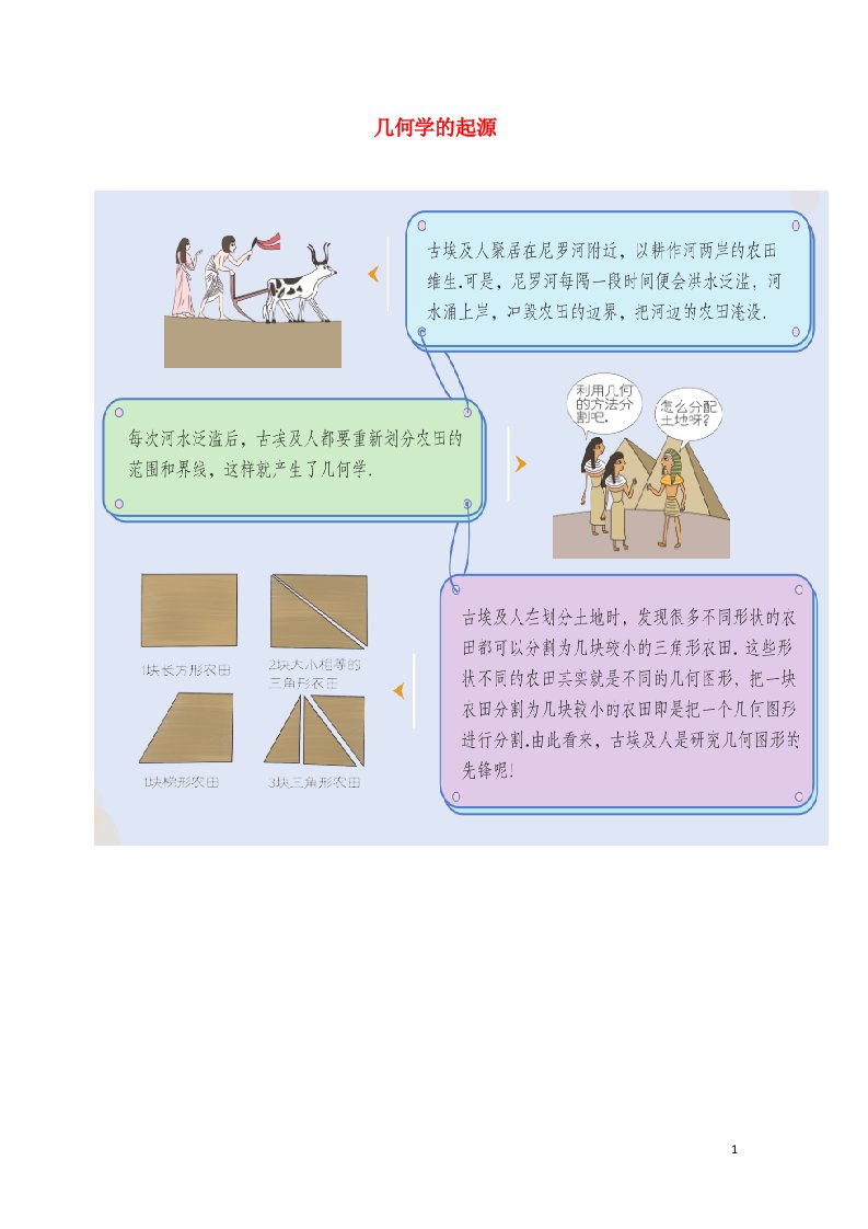 七年级数学上册趣味数学故事几何体的起源素材新版北师大版