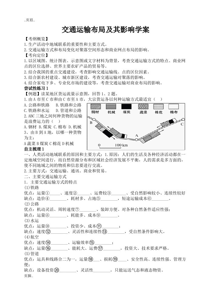 交通运输布局其影响学案