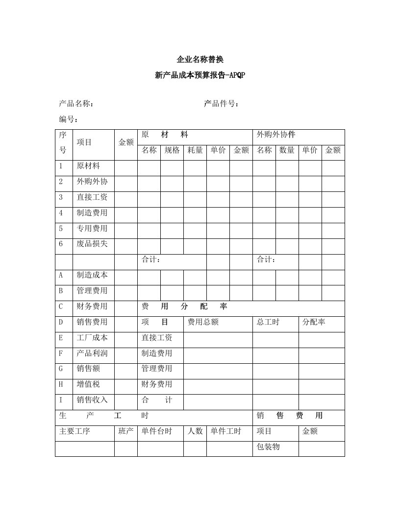 2.11-1新产品成本预算报告