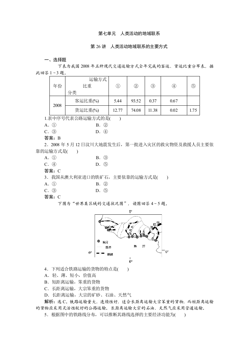 2012年优化方案大一轮地理复习（课时作业）：