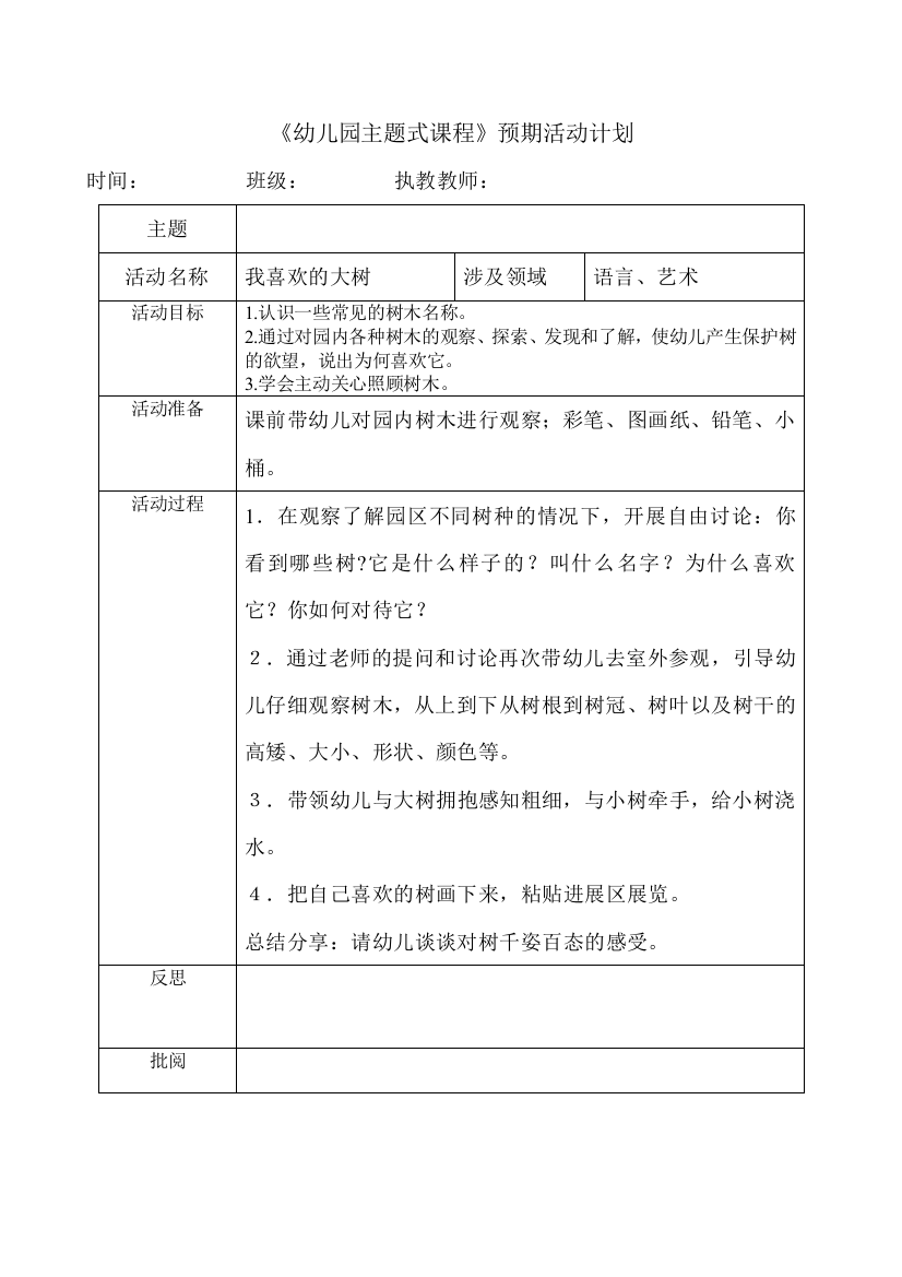 （中小学资料）环保：《我喜欢的大树》