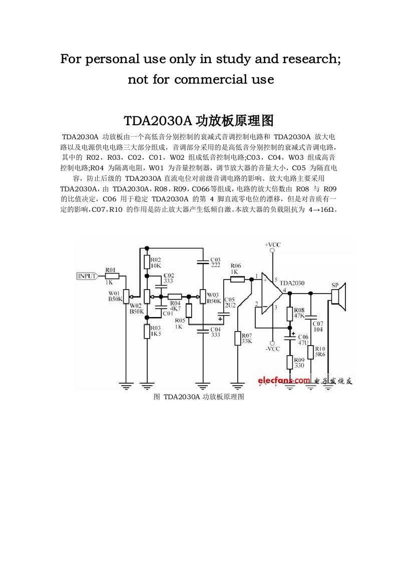 TDA2030A功放板原理图资料