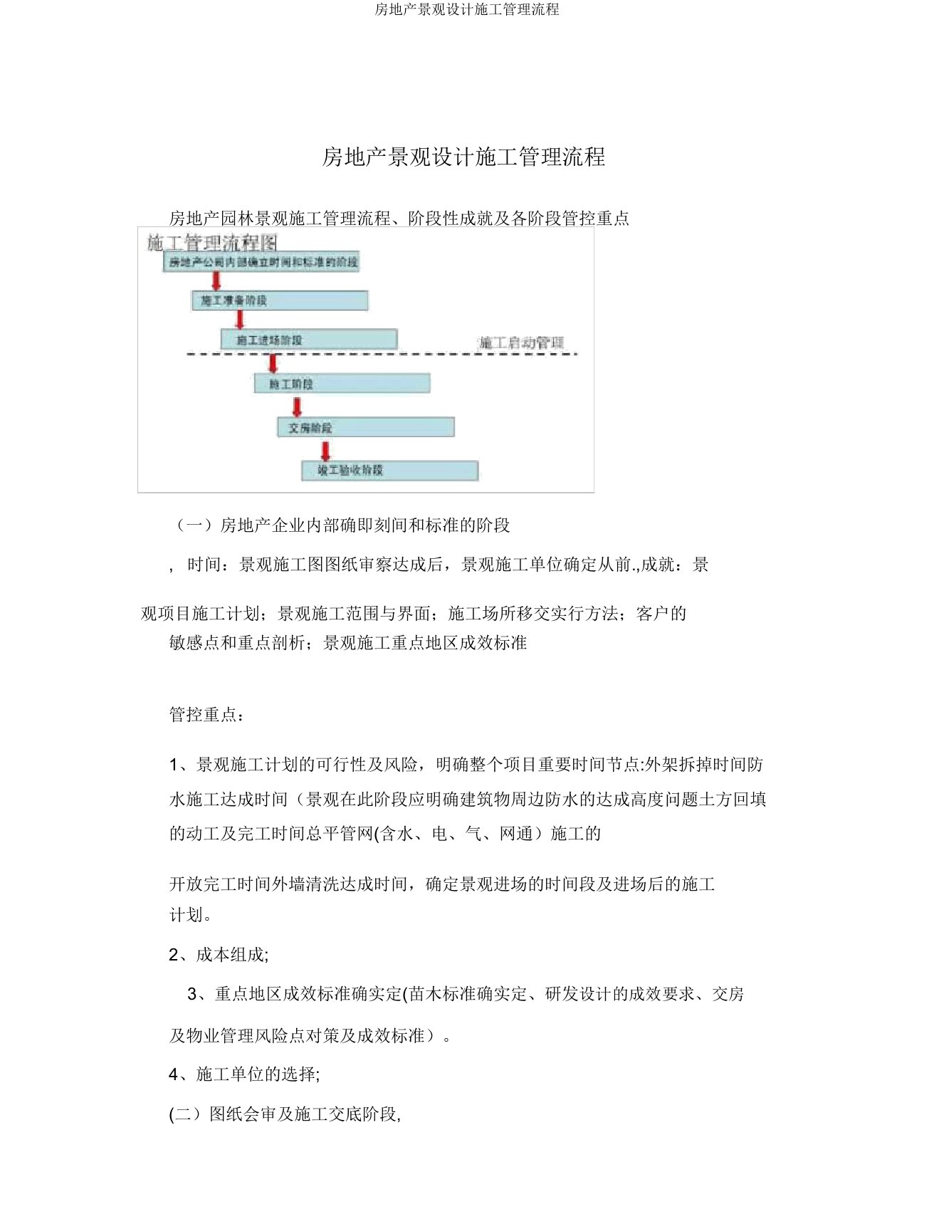 房地产景观设计施工管理流程