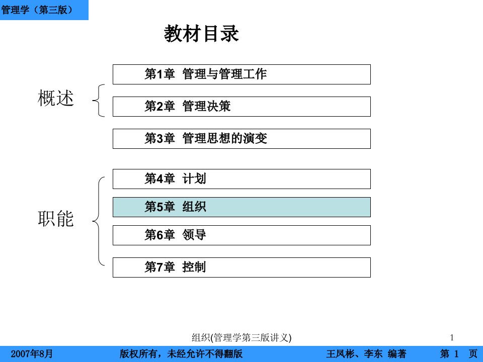 组织管理学第三版讲义课件