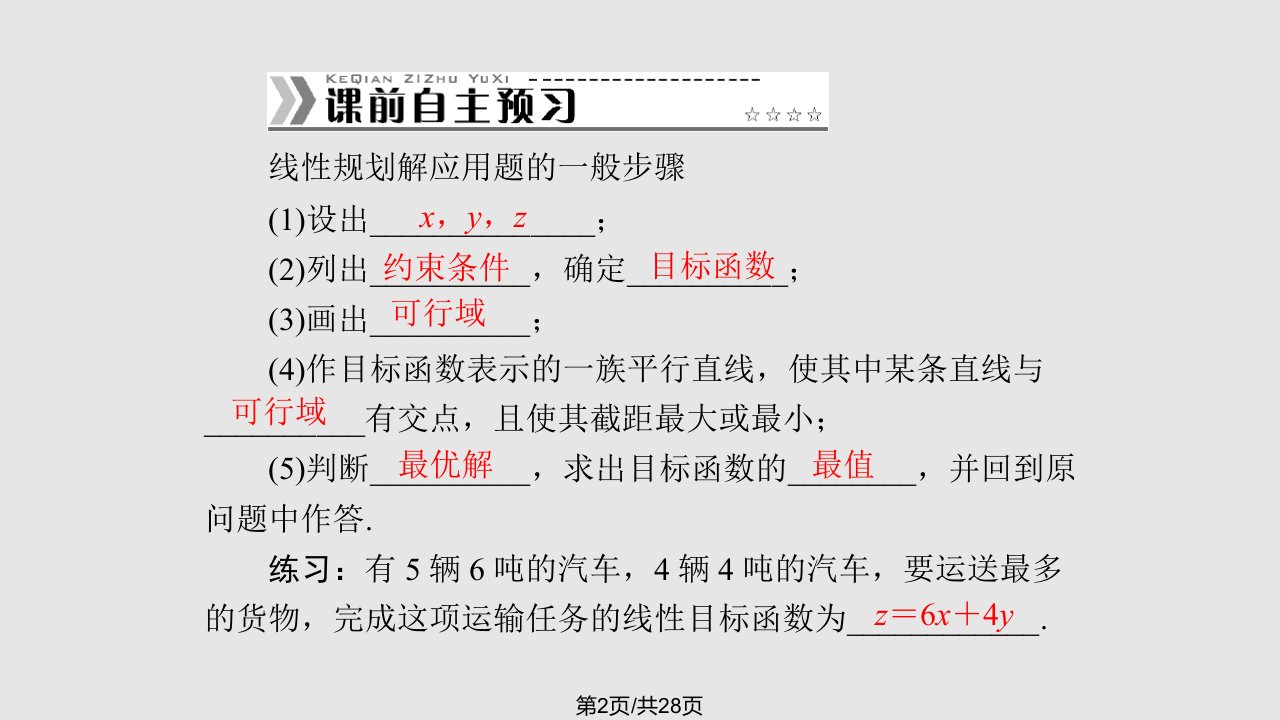 随堂优化训练数学人教A必修配套简单线性规划问题的实际应用