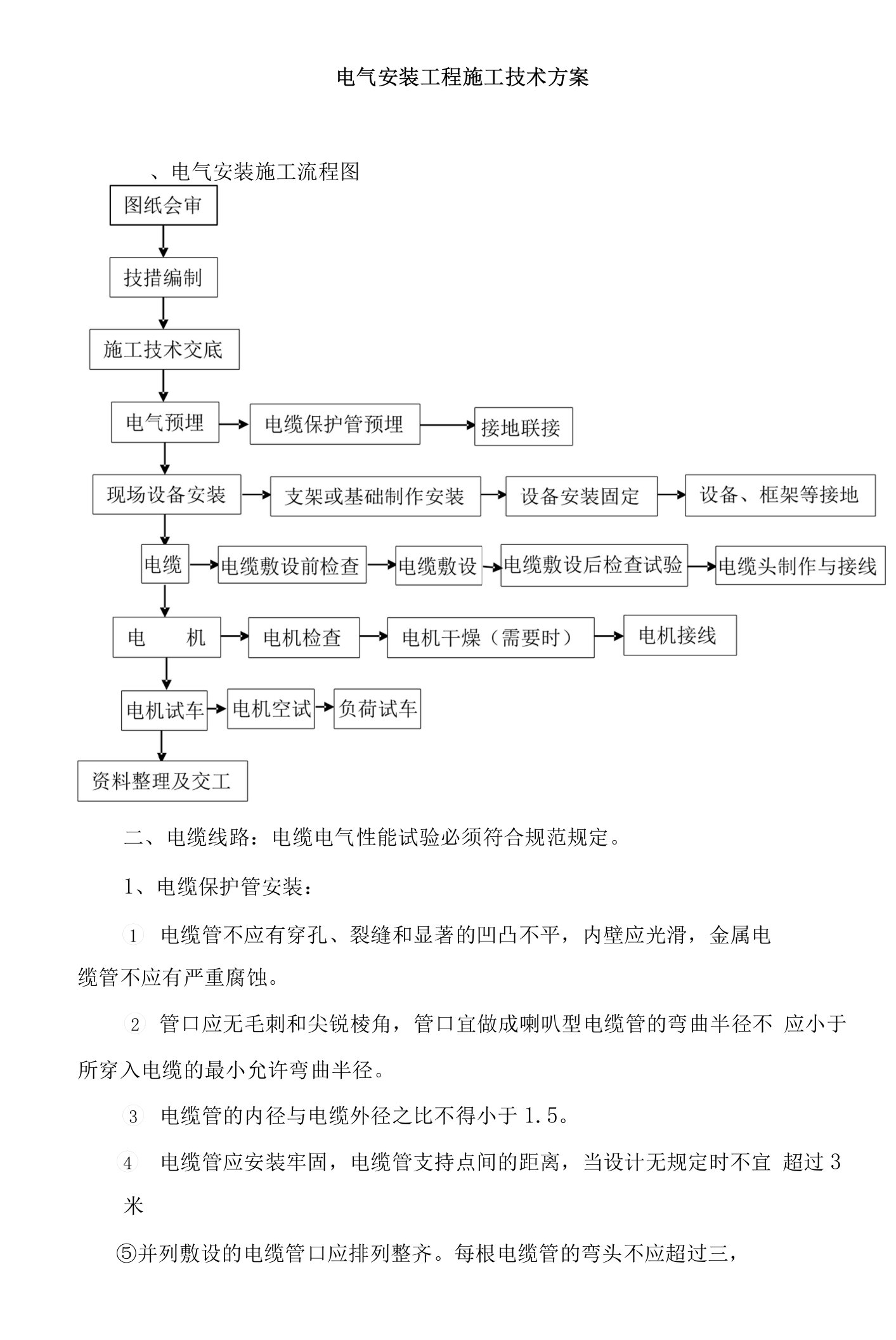 电气安装工程施工技术方案