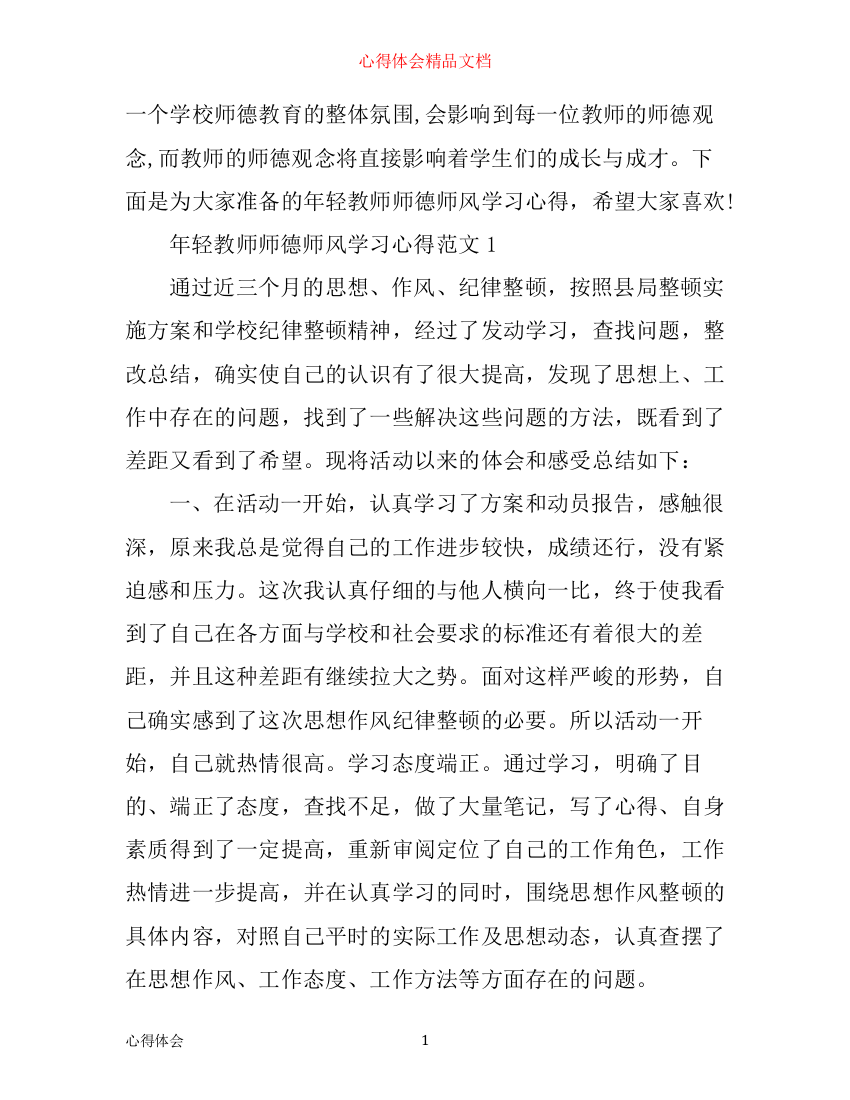 年轻教师师德师风学习心得3篇