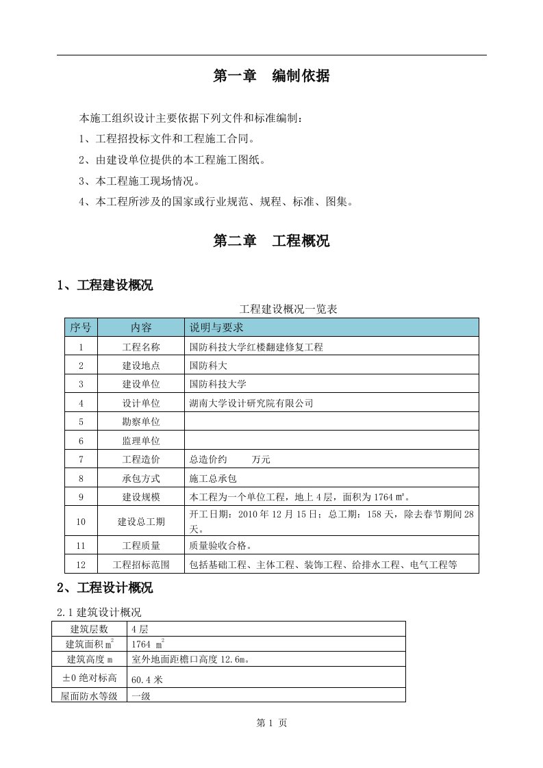 国防科技大学红楼施组设计