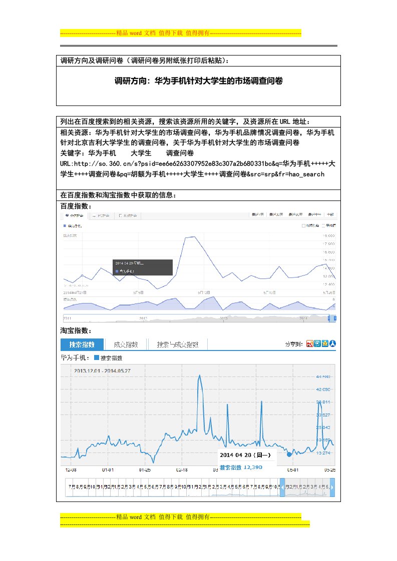 华为手机针对大学生的市场调查问卷的调研报告